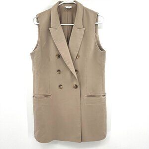 Nicole Miller New York Beige Sleeveless Blazer Women's Medium